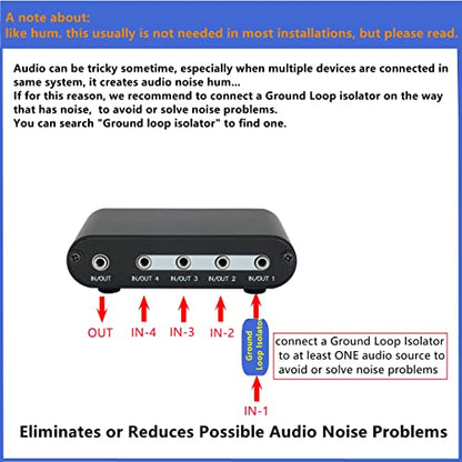 4-Way 3.5mm Stereo Audio Switch input Signal Source Switcher Selector Splitter Box with line volume controller (4 in 1 out / 1 in 4 out) -MC41 - color: 4-port 3.5mm Switch with volume