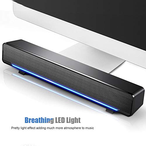 Soundbar, Multi-Function Stereo Surrounding Deep Bass Sound USB Wired Indoor Music Player Box 3.5mm Input for PC Cellphones(Black)