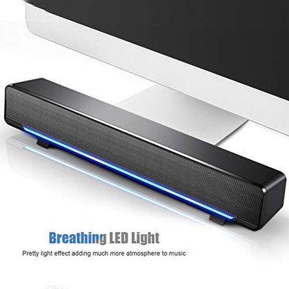 Soundbar, Multi-Function Stereo Surrounding Deep Bass Sound USB Wired Indoor Music Player Box 3.5mm Input for PC Cellphones(Black)