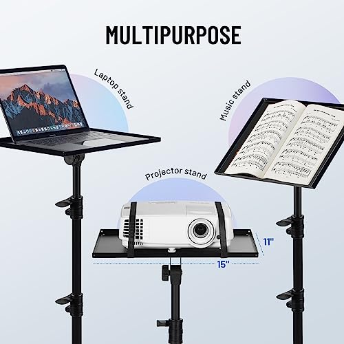 CAHAYA Projector Stand Adjustable Laptop Tripod Stand Portable with Casters | Height 29 to 65in Projector Stand Portable Multifunctional DJ Rack Stand for Outdoor Movies Computer Book DJ Equipment CY0332 - style: Tripod Stand with Casters