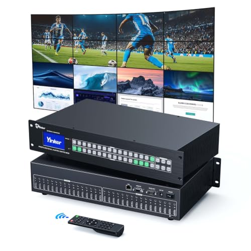 16x16 Seamless 4K HDMI Matrix with Video Wall Controller & 3.5mm Audio I/O | 6 Controls, Web GUI & IR | Custom Splicing | 4K@30Hz Downscale HDCP 1.4 EDID | Audio Embedding & Extraction | 2U Rackmount - size: HDMI Matrix 16x16 w/Video Wall