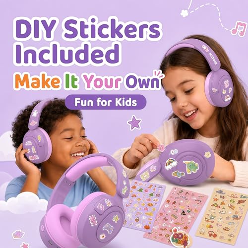 MIDOLA Kids Bluetooth Headphones Wireless,ANC,68H,Safe Volume Limit 85/94dB | Active Noise Cancelling,Adjustable Headband Foldable Over-Ear for Toddler Girls Boys Tablet/iPad,HD Stereo,Built Mic,Purple - color: Lavender Purple