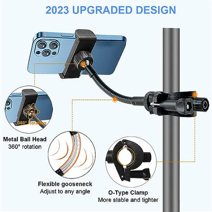 JCWINY Mic Stand Phone Holder, Flexible Phone Holder for Microphone Stand, Adjustable iPhone Mic Stand Holders, Music Stands Phone Holders for iPhone 14 13 12 MAX Pro Samsung Galaxy All Smartphones - style: Standard