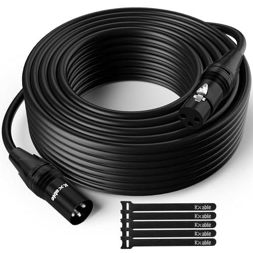 Kxable XLR Microphone Cable 200 Feet, 3 Pin Shielded Balanced Male to Female Mic Cord, Zinc Alloy Shells, OFC, Heavy-Duty Patch Cable for Amplifier, Speaker, Mixer with 5 Cable Ties - size: 200 Feet, style: 1-Pack