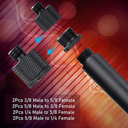 8 Pieces Mic Stand Adapter 5/8 Female to 3/8 Male and 3/8 Female to 5/8 Male, 5/8 Female to 1/4 Male and 1/4 Female to 5/8 Male Screw Thread Adapter Mic Thread Adapter Set for Microphone (Black) - color: Black