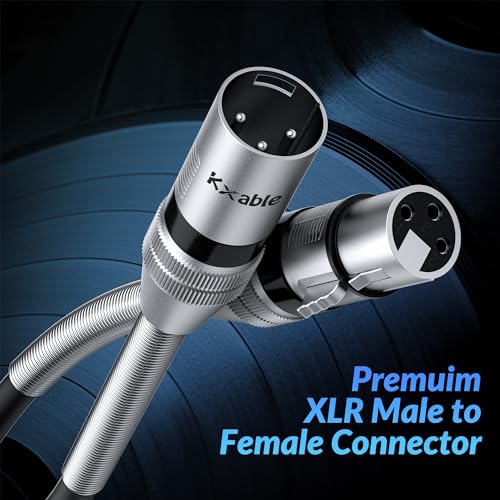 Kxable XLR Microphone Cable 3 FT, XLR Male to Female Balanced Mic Cable, 3-Pin Shielded Speaker Cord, Zinc Alloy Connectors, 22AWG Pure Copper, Metal Spring SR, Recording Studio, Podcast, Black - size: 3FT, style: 1-Pack