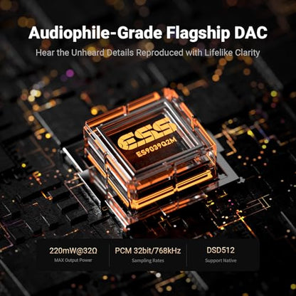 Fosi Audio DS3 USB-C DAC HiFi Amp Dongle, Portable Headphone Amplifier with 7.1 Spatial Audio, ES9039Q2M XMOS Powered, DSD512, 3.5mm Single 4.4mm Balanced for PC/Phone/ PS5/ Switch Silver - color: Silver