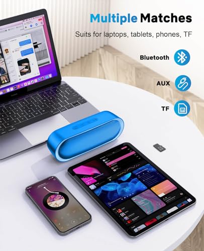 LENRUE Bluetooth Speakers, Waterproof Portable Speakers with TWS, 24 Playtime, Stereo Sound, Wireless for Home Shower Pool Beach Outdoor - color: light blue