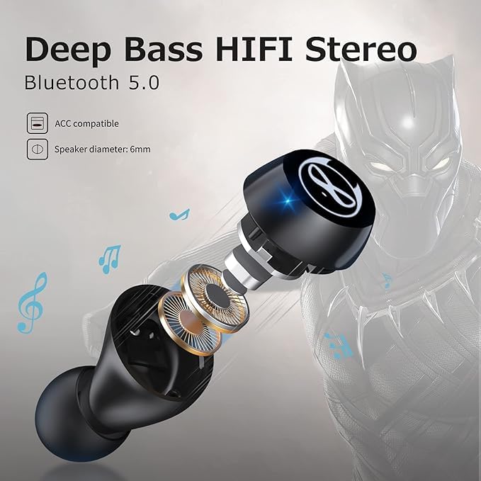 Kids Wireless Earbuds for Small Ears, Touch Control Headset Stereo Sound in-Ear Wireless Headphones, Bluetooth 5.0 Noise Reduction Earphones with Black Blue Cartoon Blinking EyesJE-08B_B87 - color: JE-08B_B87