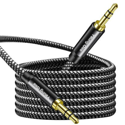 Aux Cord 10ft, 3.5mm Aux Cable - Nylon Braided Audio Cable 3.5mm Male to Male AUX Cord Compatible with Car,Headphones, iPods, iPhones, iPads,Tablets,Laptops,Android Smart Phones& More (10FT/3M) - size: 10 ft (3 m)