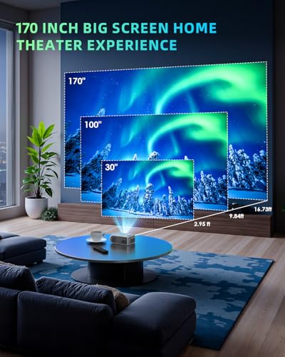 Mini Projector with WiFi and Bluetooth, Outdoor Portable Mini Projector for iPhone Supports 1080P with Built-in Speaker, Movie Projector for Home Theater Compatible with iOS/Android/PC/TV Stick/HDMI