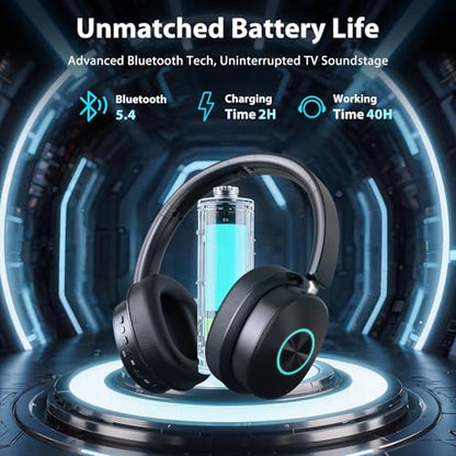 Wireless Headphones for TV Watching, TV Headphones Wireless for Seniors with 3 Audio Modes, Headphone for TV with Transmitter Charging Base, No Delay Over Ear Headset, Gifts for Parents/Elderly