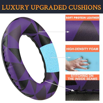 Replacement Earpads Cushions for Bose QuietComfort 35 (QC35) & Quiet Comfort 35 II (QC35 ii) Headphones, Ear Pads with Softer Leather, Noise Isolation Foam, Added Thickness (Purple Black) - color: Purple Black