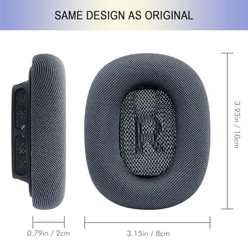 Upgraded Ear Cushions for Apple AirPods Max, Mesh Ear Pads Replacement | Air Pods 1 & 2 Over-Ear Headphones Ear Cups with Original Silicone Design (Midnight) - color: Midnight
