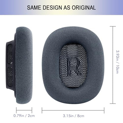 Upgraded Ear Cushions for Apple AirPods Max, Mesh Ear Pads Replacement | Air Pods 1 & 2 Over-Ear Headphones Ear Cups with Original Silicone Design (Midnight) - color: Midnight