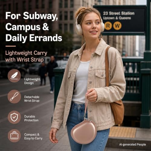 Comecase Headphone Case Compatible with JBL Tune 720BT 770NC, Rose Gold | Hard Shell Travel Storage for Foldable Over-Ear Headphones, with Mesh Pocket for Cables. Case Only, Headphones Not Included - color: Rose Gold