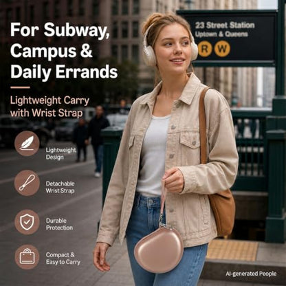 Comecase Headphone Case Compatible with JBL Tune 720BT 770NC, Rose Gold | Hard Shell Travel Storage for Foldable Over-Ear Headphones, with Mesh Pocket for Cables. Case Only, Headphones Not Included - color: Rose Gold