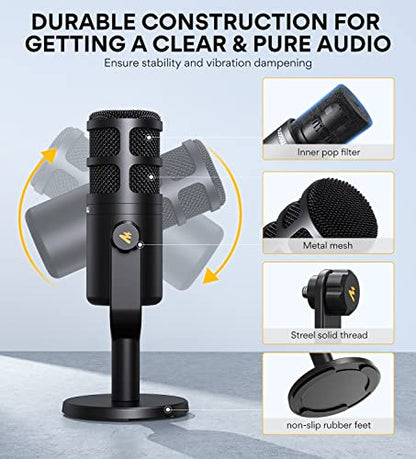 MAONO Gaming Audio Mixer & XLR Dynamic Microphone, Audio Interface with Pro-preamp, RGB, Bluetooth, 48V Phantom Power for Live Streaming, Podcasting, Content Create, Gaming