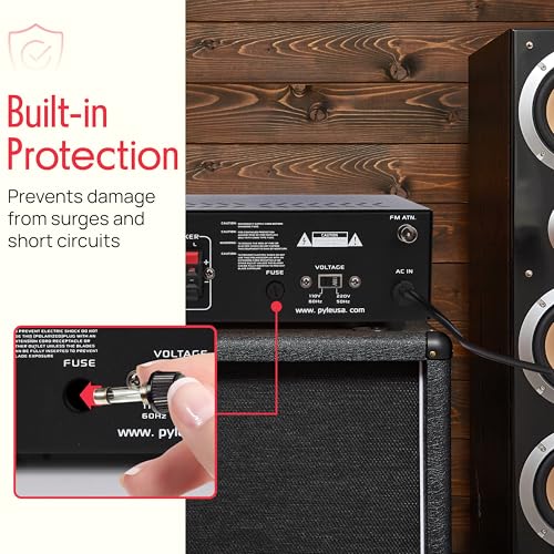 Pyle Bluetooth Computer Speaker Amplifier - 2x120 Watt Home Stereo Power Amplifier Home Audio Receiver System W/Blue Led Display, USB/SD, AUX, RCA, Headphone Jack - Remote - PCAU46BA.5