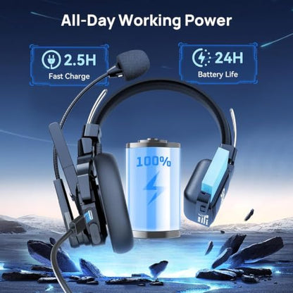 SYNCO XTALK XMax2 Wireless Intercom Headset System, Dual-Ear Noise Isolation Communication Headsets, AI Noise Cancellation 500m Range for Movie Shoot Live Show - size: 2 PCS