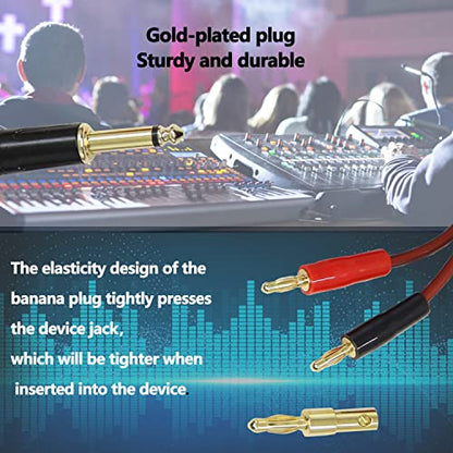 1/4 TS to Banana Plug Speaker Cable,6.35mm TS to Banana Plug Speaker Audio | Cable,Gold-Plated 1/4 TS Male To Dual Banana Plugs OFC HiFi Speaker Wire For DJ Application, Mixer (5 Feet )-12AWG Cord - size: 1.5m