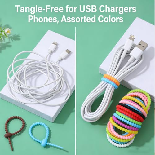 25Pcs 4.7in Silicone Cable Ties, Reusable Adjustable Cord Straps - color: 25pcs- Twist Ties