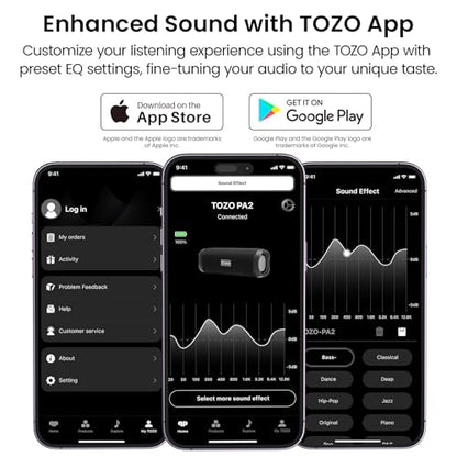 TOZO PA2 Portable Bluetooth Speaker with Dual Drivers and Bass Diaphragms | Deep Bass Stereo Sound, 25H Playtime, Cord Buckle Design, Custom EQ App Wireless Shower Speaker for Home Outdoors Travel