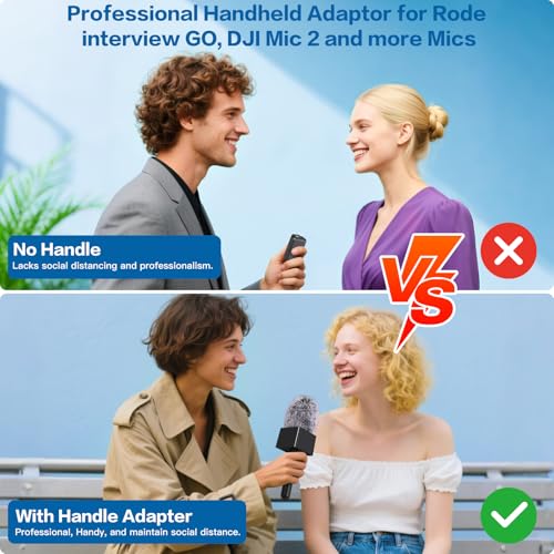 ZealSound Mic Handle for DJI Mic Mini/2/3, RODE Wireless GO 2/3, Hollyland Lark M1/C1, BOYA Mini & More, Wireless Lavalier Microphone Holder for Interviews, Vlogging, YouTube, TikTok, Reporting - size: 9.4inch