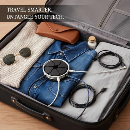 Retractable Cable Winder, Silicone Cord Reel for Travel & Desk Organization, Compact Storage for Charging Cables and Earphones
