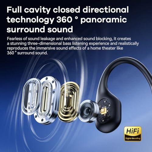 Xmenha Waterproof Bone Conduction Headphones for Swimming Wireless Bluetooth Bone Conduction Earbuds Open Ear Headphones Out of Ear Wireless Bluetooth - color: Black