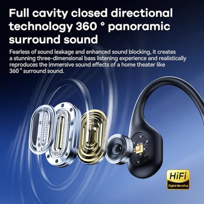 Xmenha Waterproof Bone Conduction Headphones for Swimming Wireless Bluetooth Bone Conduction Earbuds Open Ear Headphones Out of Ear Wireless Bluetooth - color: Black