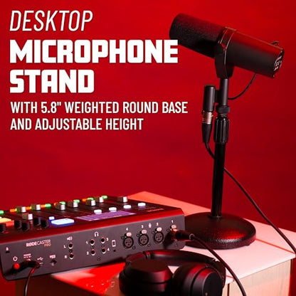 Gator Frameworks Desktop Microphone Stand with Round Weighted Base & Adjustable Height (GFW-MIC-0501) - size: Compact, style: Weighted Base - Adjustable Height