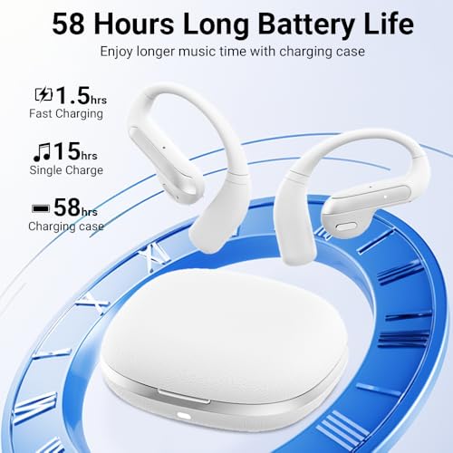 Bluetooth Headset V5.4, Wireless Earbuds Headset with ENC Mic,45MAH Ear Bluetooth Earpiece, Stereo Deep Bass, IPX5 Waterproof Hand-Free Earphone for Sport/Business/Trucker/Driver - color: White