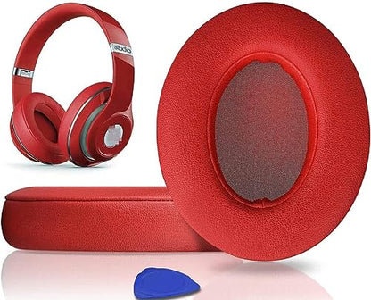 Replacement Ear Pads Cushions for Beats Studio 2 & Studio 3 Wired & Wireless Headphones, Earpads with Soft Protein Leather, Noise Isolation Memory Foam, Added Thickness - Red - color: Red