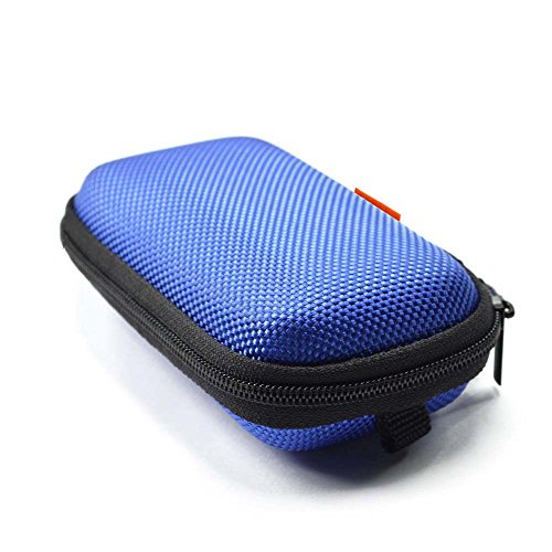 Blue Rectangle Small EVA Case, Lightweight Hard Shell Zipper Pouch | Mesh Inner Pocket, Universal Bag for Wired Bluetooth Headset, Charger, Durable Exterior, Portable - color: Blue
