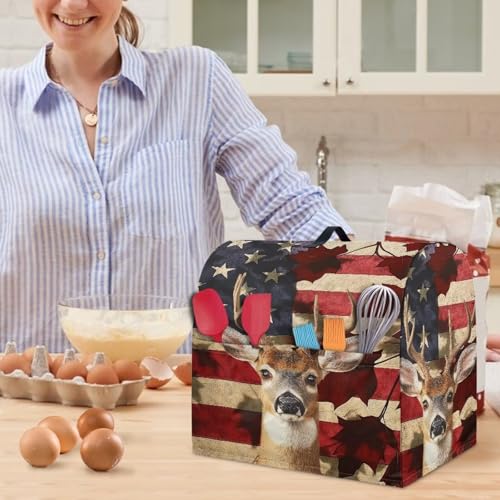 Stand Mixer Dust Cover, Portable Stand Mixer Dust Cover with Adjustable Drawstring Waterproof Blender Protective Cover Stand Mixer Dust Cover American Flag Deer - color: American Flag Deer, size: S