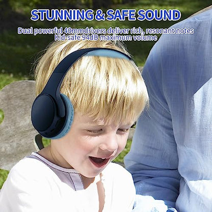 Kids Wireless Headphones, Bluetooth Toddler Headphones,Over Ear Isolation Headphone Foldable with Built-in Mic for Cell Phones TV Tablet School Network Boys Girls (e6 Blue) - color: e6 blue