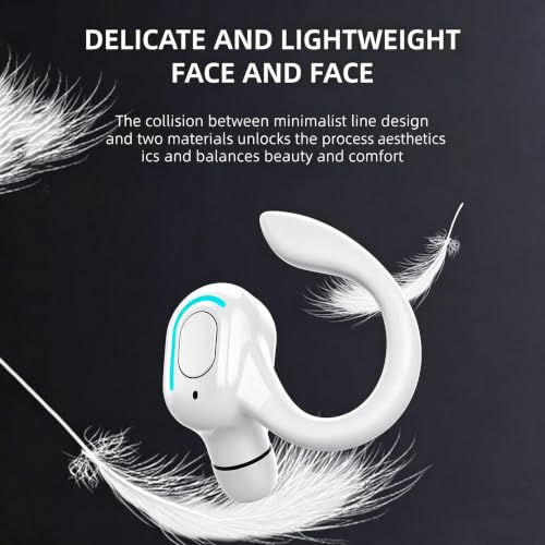 Wireless Headset Business Headphones,Waterproof Hanging Single Ear Earbuds,Mono Wireless Headset Noise Cancelling Sports Wireless Earpiece with Mic for Smart Phones (White) - color: White