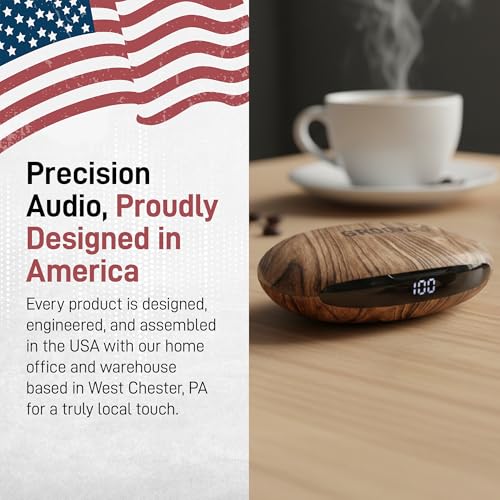 Groovz Open-Ear Plus True Wireless Headphones with Battery Display - Designed & Engineered in the USA - Multi-Point Pairing Bluetooth Open Ear Earbuds Compatible with Apple & Android - Wood Grain - color: Wood Grain