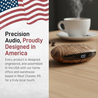 Groovz Open-Ear Plus True Wireless Headphones with Battery Display - Designed & Engineered in the USA - Multi-Point Pairing Bluetooth Open Ear Earbuds Compatible with Apple & Android - Wood Grain - color: Wood Grain