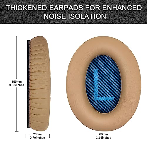 Replacement Ear Pads for Bose QuietComfort 35 35 II 15 25(qc 35 25 15/QC35 ii), Headphone Ear Covers, High Density Memory Cotton, Soft Leather, Adaptive Noise Isolation Headphones Pads Cushions - color: khaki, style: QC25