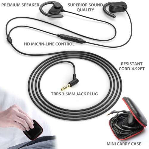 ASKUBSKU Open Ear Headphones Wired for Laptop PC, 3.5mm Earphones with Mic | Workout Sport Gym Over-Ear Wired Earbuds with Ear Hook for iPhone 5 6s Plus for Galay A25 A15 A14 A03s A23 A52