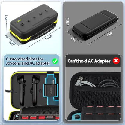 OIVO Carrying Case Compatible with 2025 Nintendo Switch, Portable Switch 2 Travel Carry Case Fit for Joy-Con 2 & Adapter, Hard Shell Protective Pouch Bag with 24 Game Slots, Yellow - color: Yellow