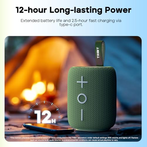 Tribit StormBox Mini+ Portable Bluetooth Speaker, 12W, 360° Sound, Green - color: Green