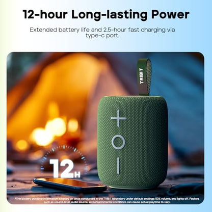 Tribit StormBox Mini+ Portable Bluetooth Speaker, 12W, 360° Sound, Green - color: Green