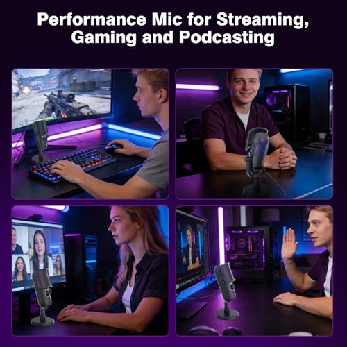 USB Condenser Microphone for PC Gaming,RGB Cardioid Desktop Mic - color: Black 1