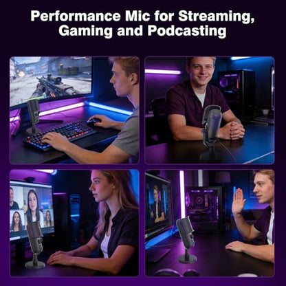 USB Condenser Microphone for PC Gaming,RGB Cardioid Desktop Mic - color: Black 1