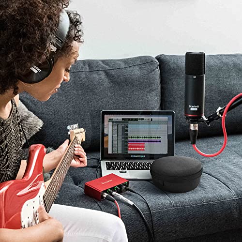 GEEKRIA Shield Case Compatible with Focusrite Scarlett Solo 3nd Gen Hard Case, Audio Interfaces Replacement Hard Shell Travel Carrying Bag with Cable Storage (Grey)