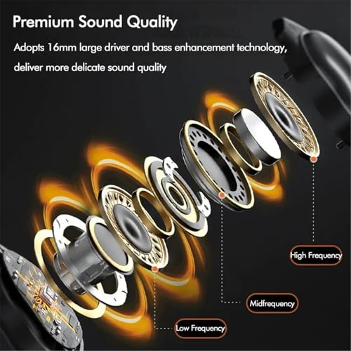 Air Conduction Open Ear Headphones,3.5MM Wired Headphones and Built-in Microphone Suitable for Outdoor Activitie