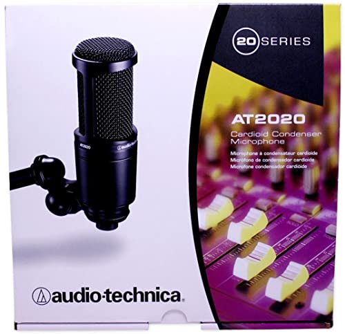 Audio-Technica AT2020 Studio Recording Microphone-Cardioid Condenser Mic Bundle with Rockville RockShield 1 Studio Microphone Isolation Shield w/Sound Dampening Foam